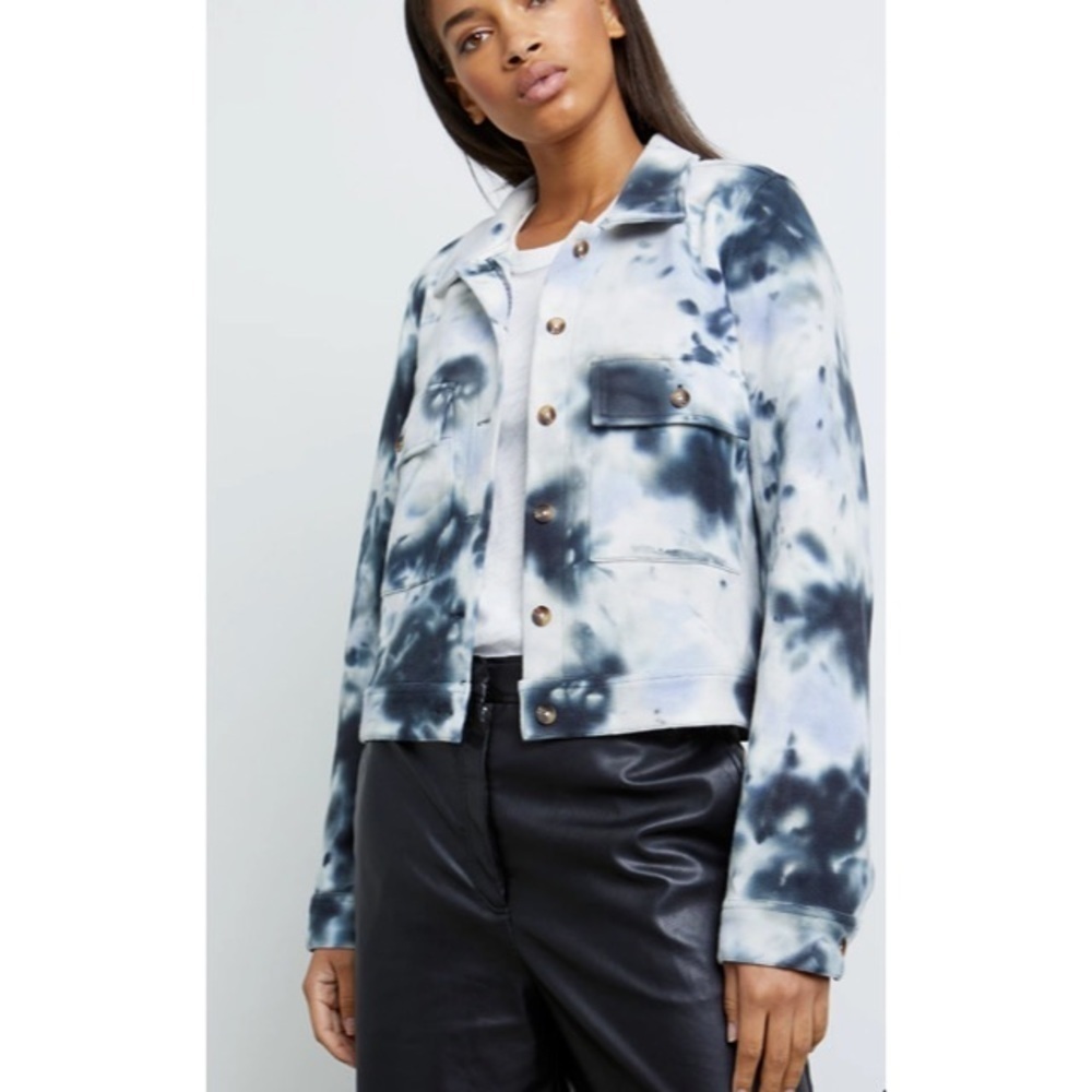 RAILS Clothing Woman’s Crop Jacket  STEFFI NAVY CHARCOAL TIE DYE Size M NWT $198